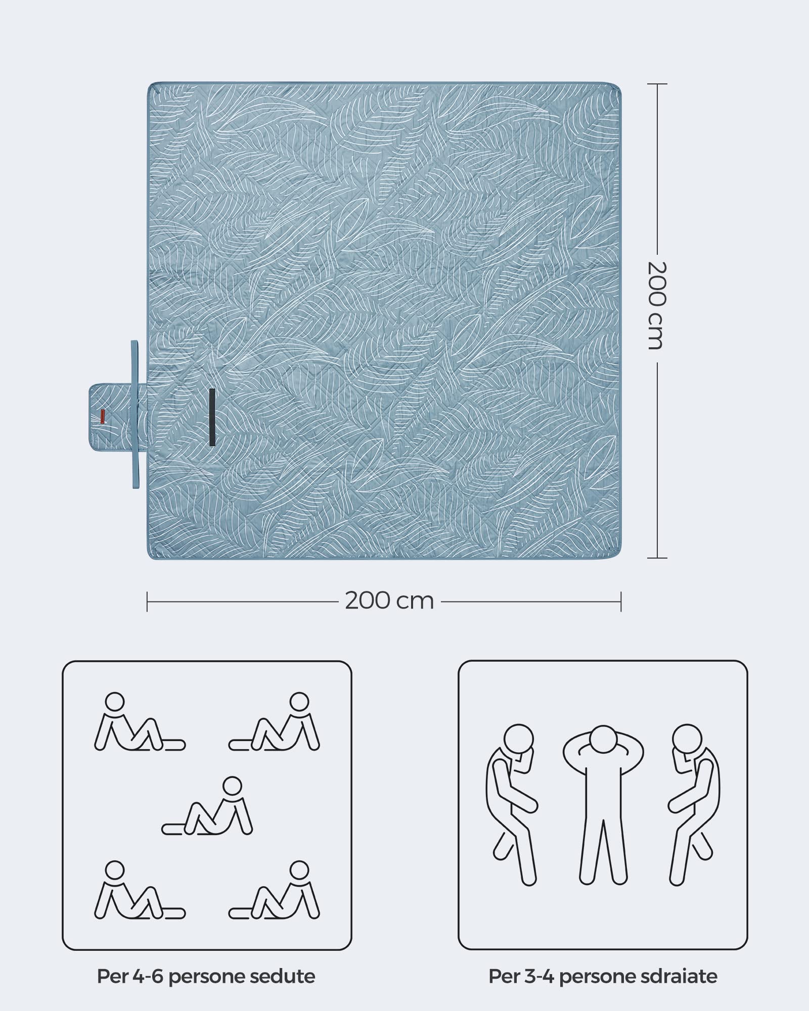 Coperta Picnic SONGMICS 200x200 Cm - Impermeabile, Pieghevole, Per Spiaggia E Campeggio - Foto 6