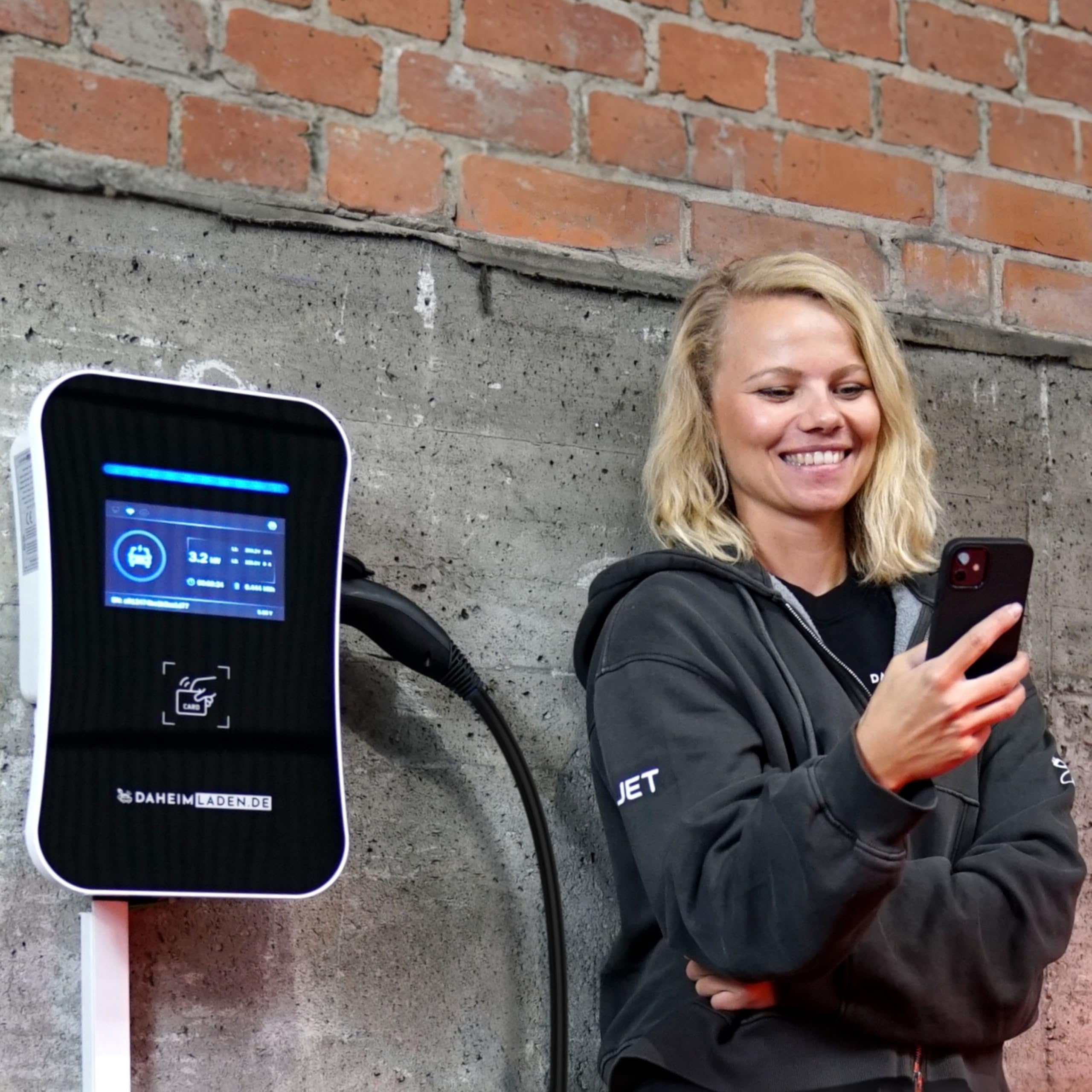 DAHEIM LADEN.DE Touch PRO Wallbox 11kW, mit 7.5m Ladekabel, mit App, MID-Stromzähler, PV-Überschussladen, Lastmanagement, RFID, 14a