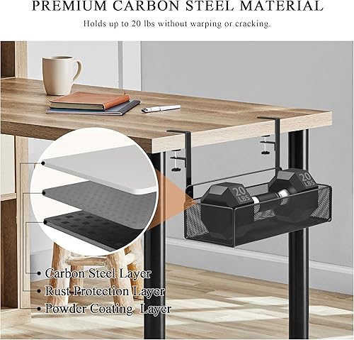 Miniatura 3 de Organizador de oficina debajo del escritorio, abrazadera 3 en 1 de metal en el lado del escritorio y archivo de escritorio, documentos, revistas,