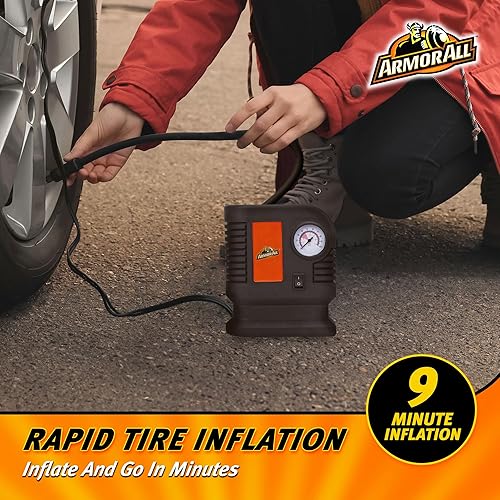 Miniatura 3 de Armor All Inflador de neumáticos portátil de 100 PSI, bomba de aire para neumáticos de automóvil, bicicleta, camión, boquillas multiusos y