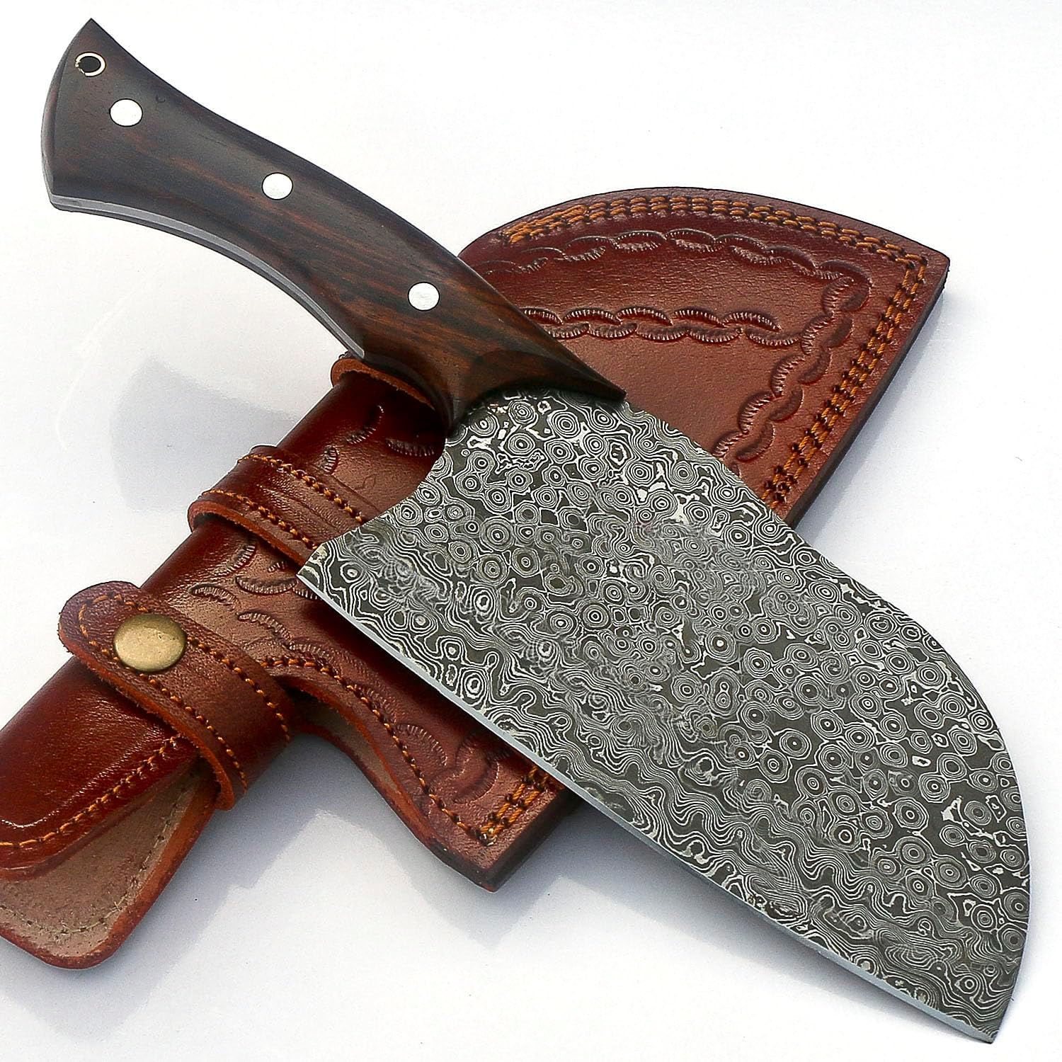 JNR Traders Damascus Steel Serbian Chef Knife Cleaver Knife