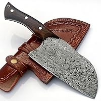 Vista 1 de JNR Traders Cuchillo de chef serbio de acero Damasco para cortar carne, cuchillo serbio de 12 pulgadas hecho a mano con funda de cuero Jnr-5518rd