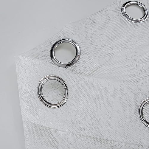 Miniatura 6 de Anytime Paneles de cortinas transparentes de encaje blanco para sala de estar, elegantes juegos de cortinas translúcidas filtrantes de luz para