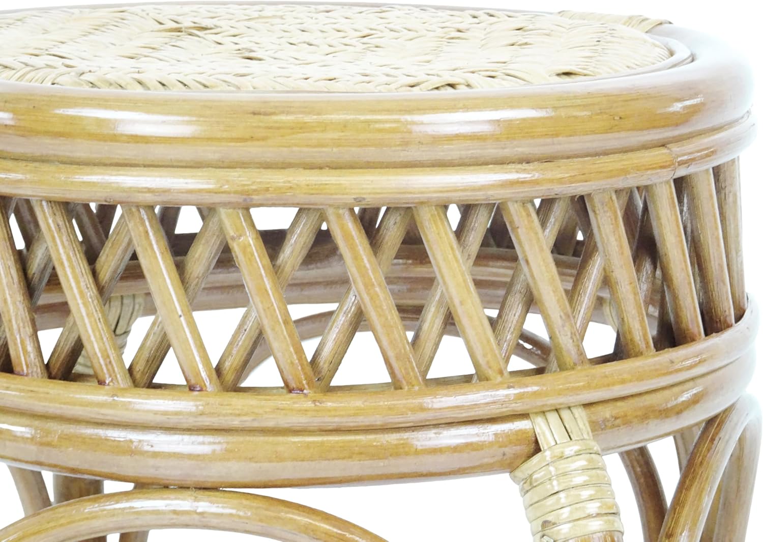 Ginger Handmade Rattan Wicker Stool Fully Assembled Natural