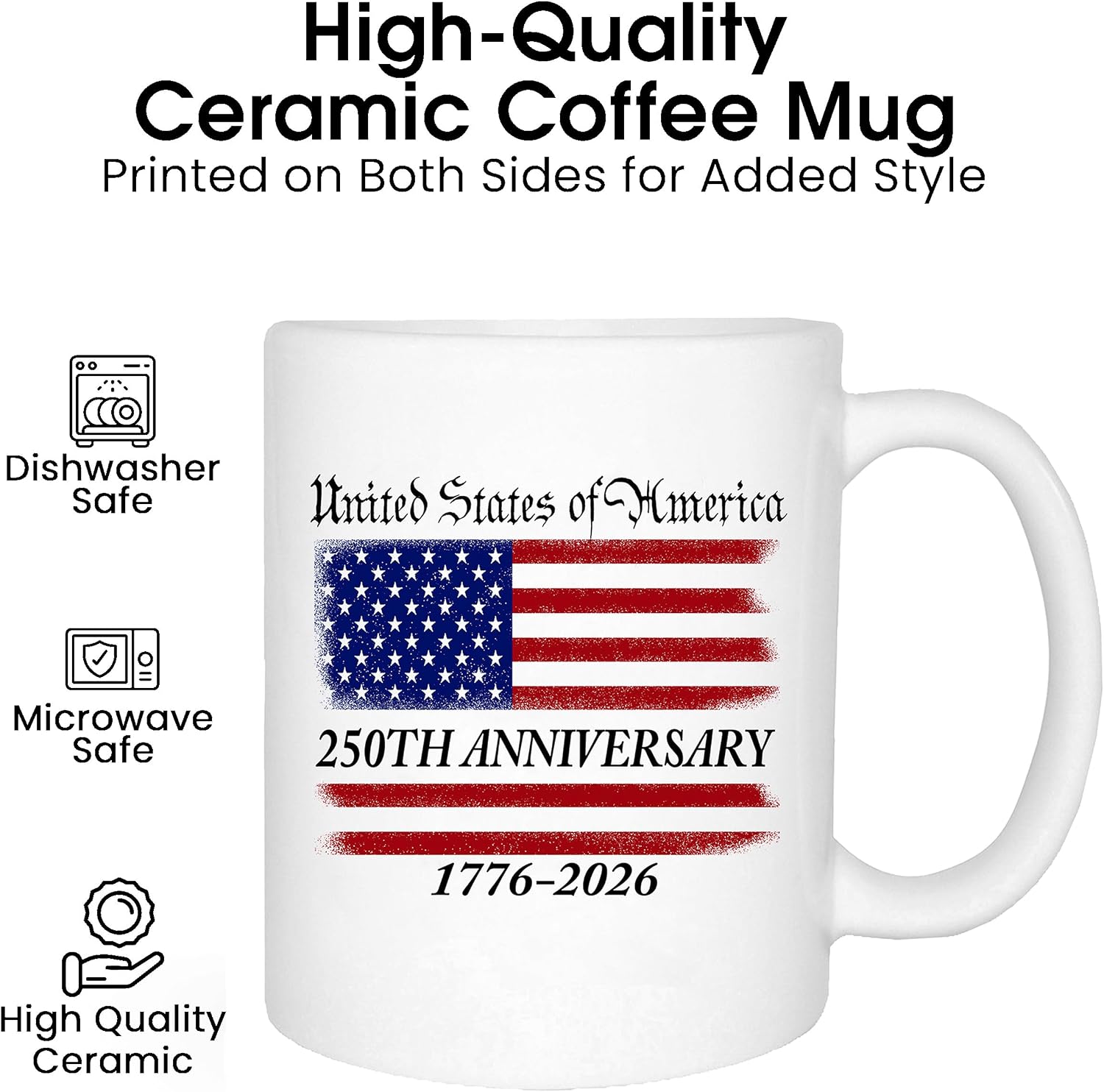 Rogue River Tactical 250th Anniversary America Years Patriotic USA Flag Funny Coffee Mug Novelty Cup Gift 1776-2026