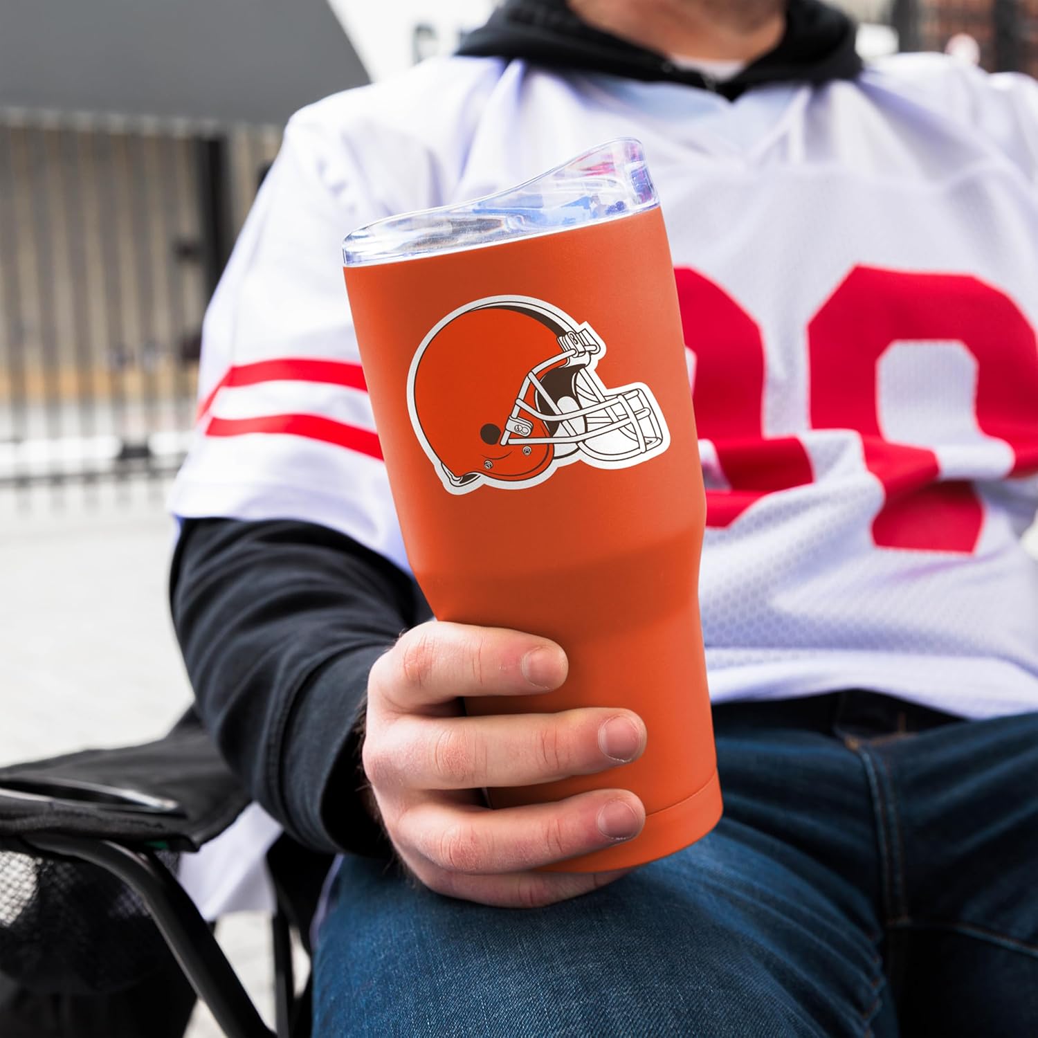 FANMATS NFL 30 oz Powder Coat Tumbler — Stainless Steel | 30 Fluid Ounces | High -Lip Slider Lid | Team Color