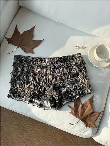 Miniatura 5 de SHENHE Pantalones cortos sexys con volantes Y2k para mujer, estampado de camuflaje, tiro bajo, micropantalones cortos