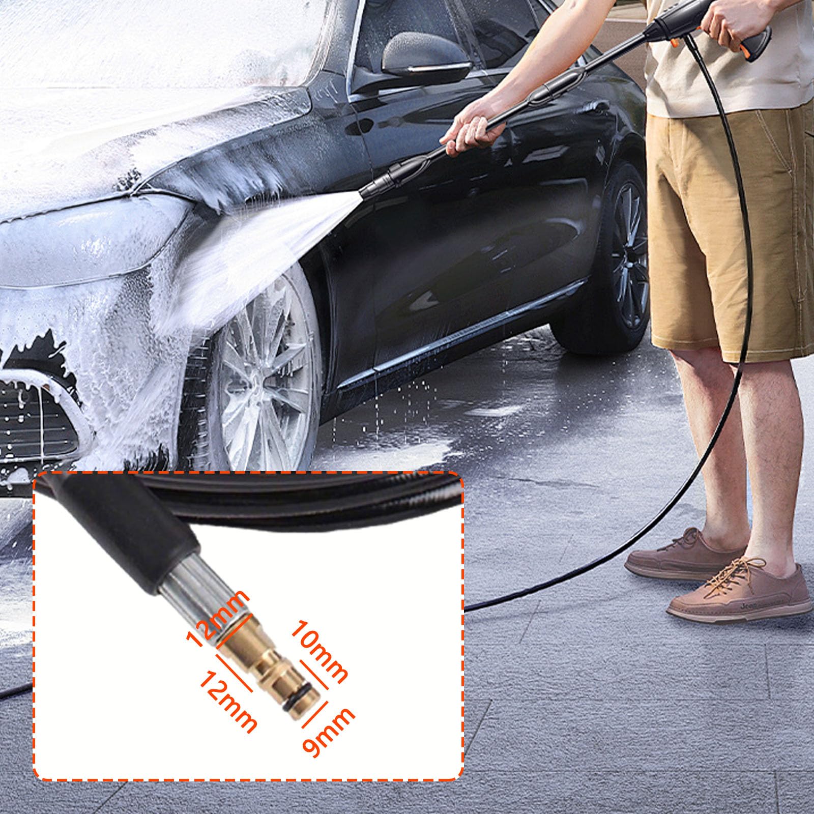 Tubo di ricambio per idropulitrice ad alta pressione per Karcher, per idropulitrici Kärcher serie K K2, K3, K4, K5, K7 accessori, con adattatore a connessione rapida nero 15m