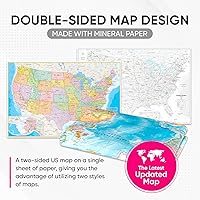 Vista 2 de NOWMAP AquaShield Double-Sided United States, USA Map Waterproof Poster 24x36 - Folded with (Pin Stickers)