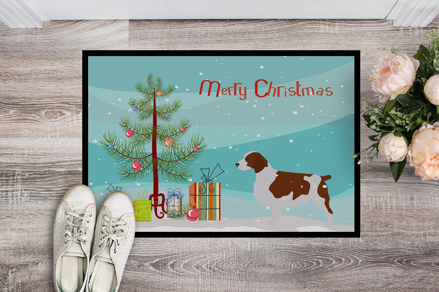 Caroline's Treasures BB2918JMAT Welsh Springer Spaniel Merry Christmas Tree Doormat 24x36 Front Door Mat Indoor Outdoor Rugs for Entryway Non Slip Washable Low Pile - Image 3