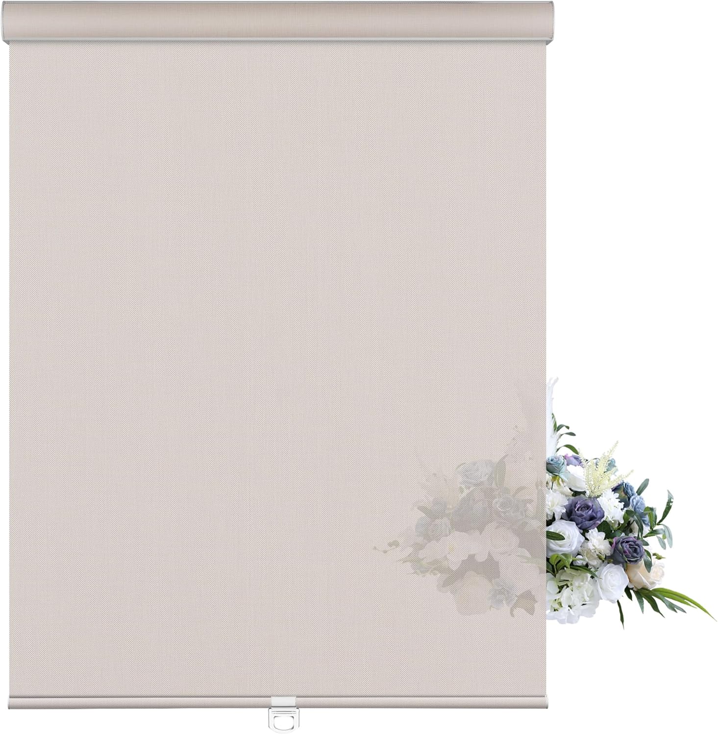 Sulugood Light Filtering Roller Shades for Windows Cordless Solar Roller Blinds 5% Openness with Cassette Valance Room Darkening and Glare Reduce Window Shades for Home Office Living Room Beige