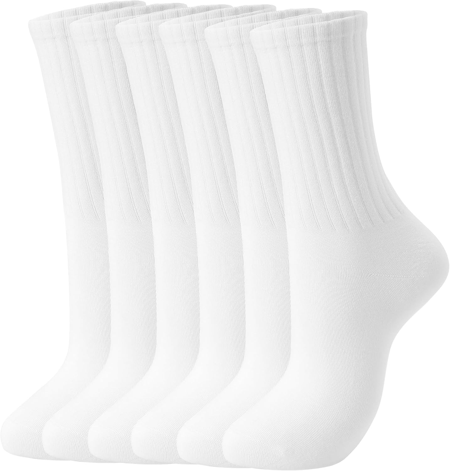 (Similar to)Women's Crew Socks Casual Athletic Lightweight Breathable Socks 3-6 Pairs Pack Size 6-11 A_3 Pairs White