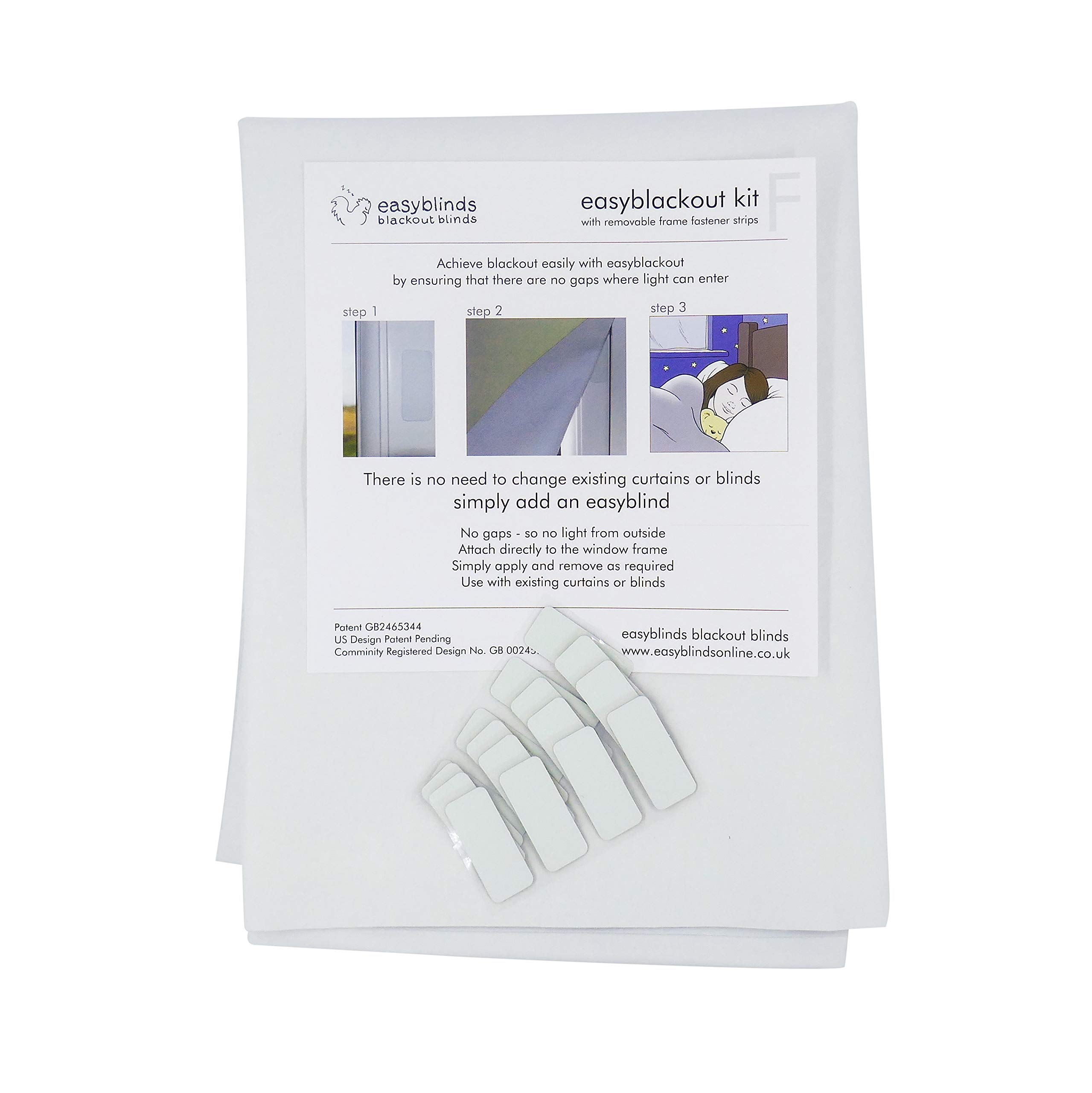 easyblackout blackout blind with VELCRO® Brand self-adhesive attachments, White size 3 for windows up to 200 x 135cm (others available), cut to any shape and size, patented design for full blackout