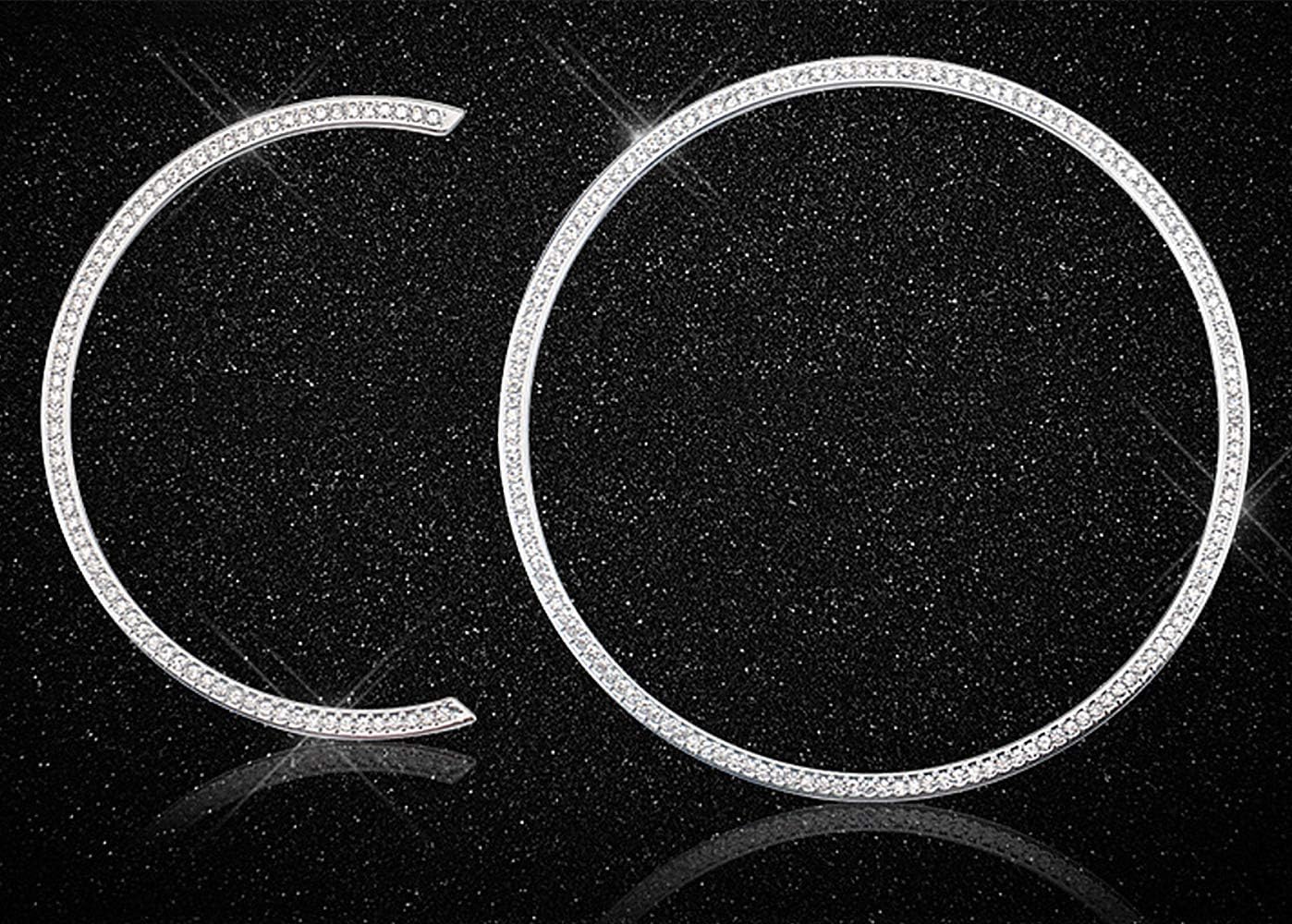 Bling Interior Accessories Fit for MINI Cooper F54 F55 F56 F60 Rhinestone Crystal Fashion Modification Accessories (Silver, Tachometer Decorative Ring 2pc/Set)