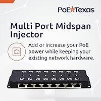 Vista 2 de Inyector PoE World PoE Inyector de alimentación a través de Ethernet de 8 puertos para dispositivo pasivo 8 LAN+puerto PoE 10/100 Velocidad de datos