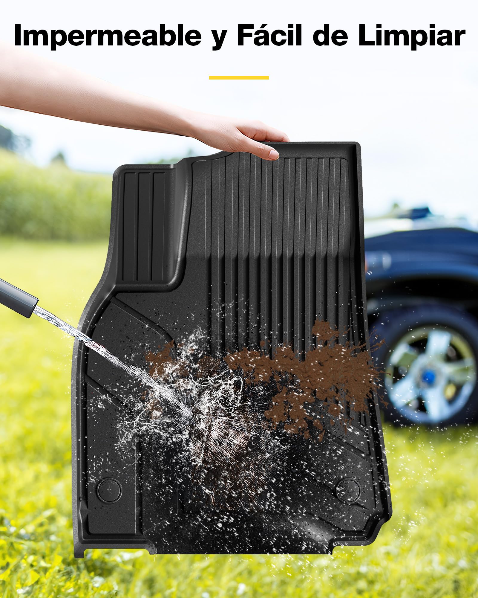 3W Juego Completo de Alfombrillas de Coche para Tesla Model Y 2020-2024 2025(No Compatible con Juniper),TPE para Todo Tipo de Clima,Alfombra Maletero y Alfombrillas Traseras Asiento Trasero