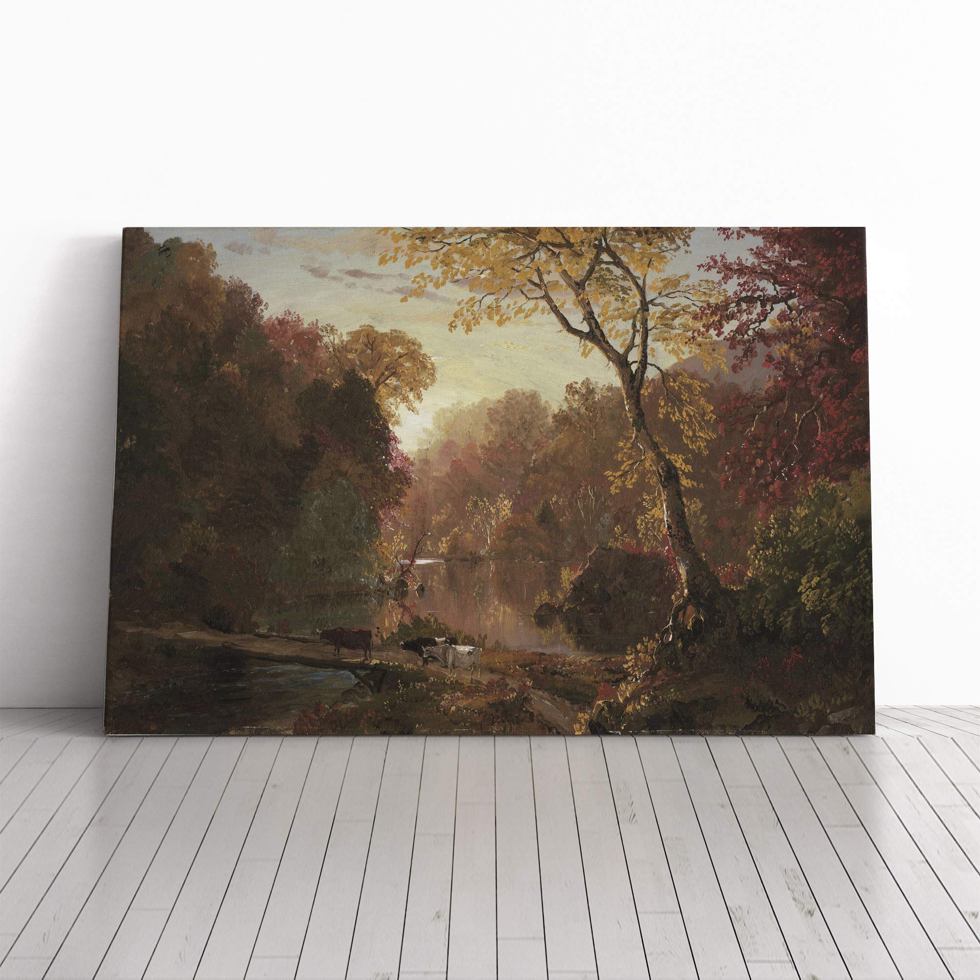 Frederic Edwin Church Autumn in North America Canvas Print | Gallery Wrapped 30mm Frame Wall Art | 24x16 inches | Ready to Hang | Modern Landscape Picture | Living Room Bedroom Lounge Office