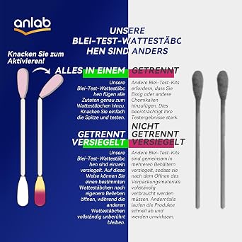 Lead Test Kit | Rapid Results in Less Than 30 Seconds | All-in-One, No Vinegar Needed | Check Lead in Painted Surfaces, Wood, Metal & More | Disposable Cotton Swabs - (40 Count)