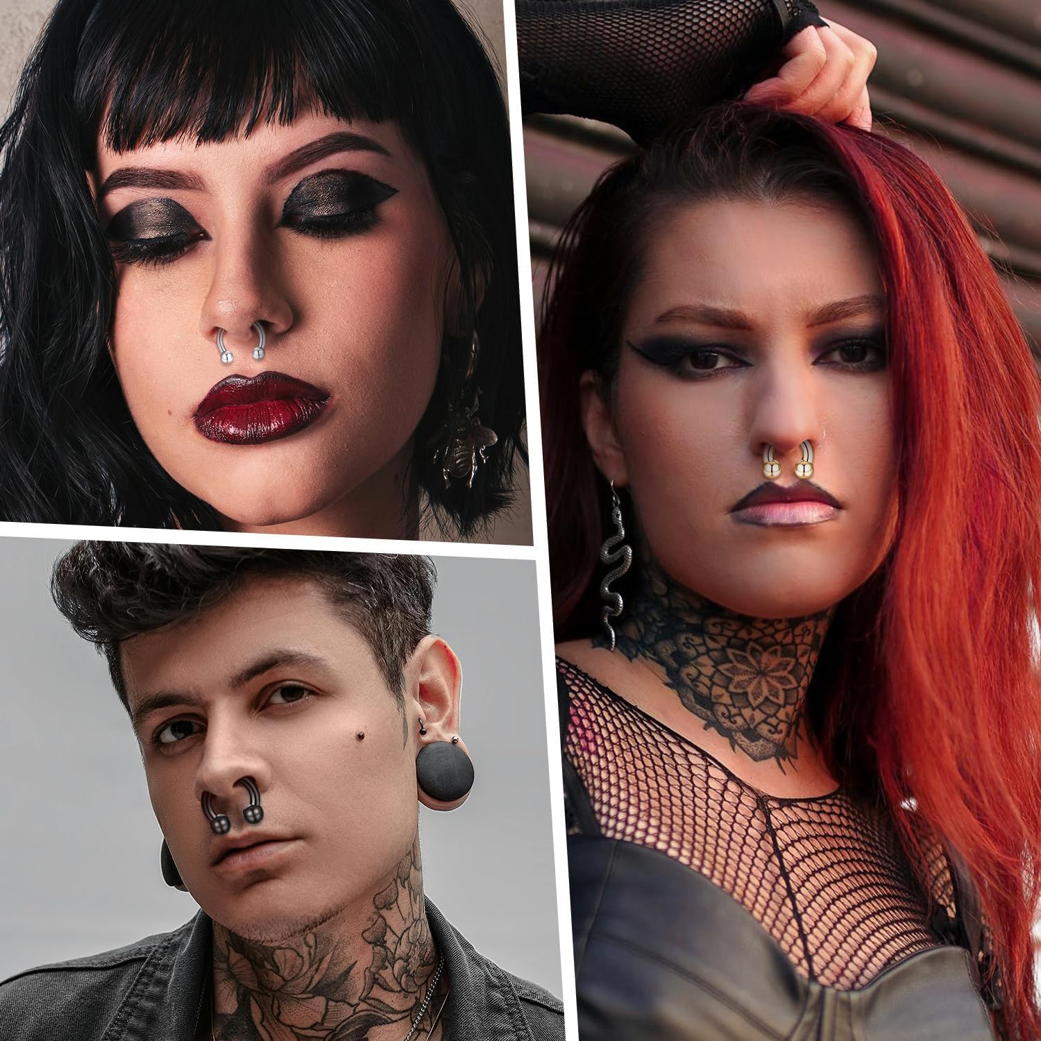 FUNLMO G23 Titanium Septum Jewelry Horseshoe Nose Ring Circular Barbell Stretched Pincher Nose Piercing Jewelry Internally Threaded PA Ring 12G 10G 8G 6G 4G 2G 0G 10-19mm - Image 5