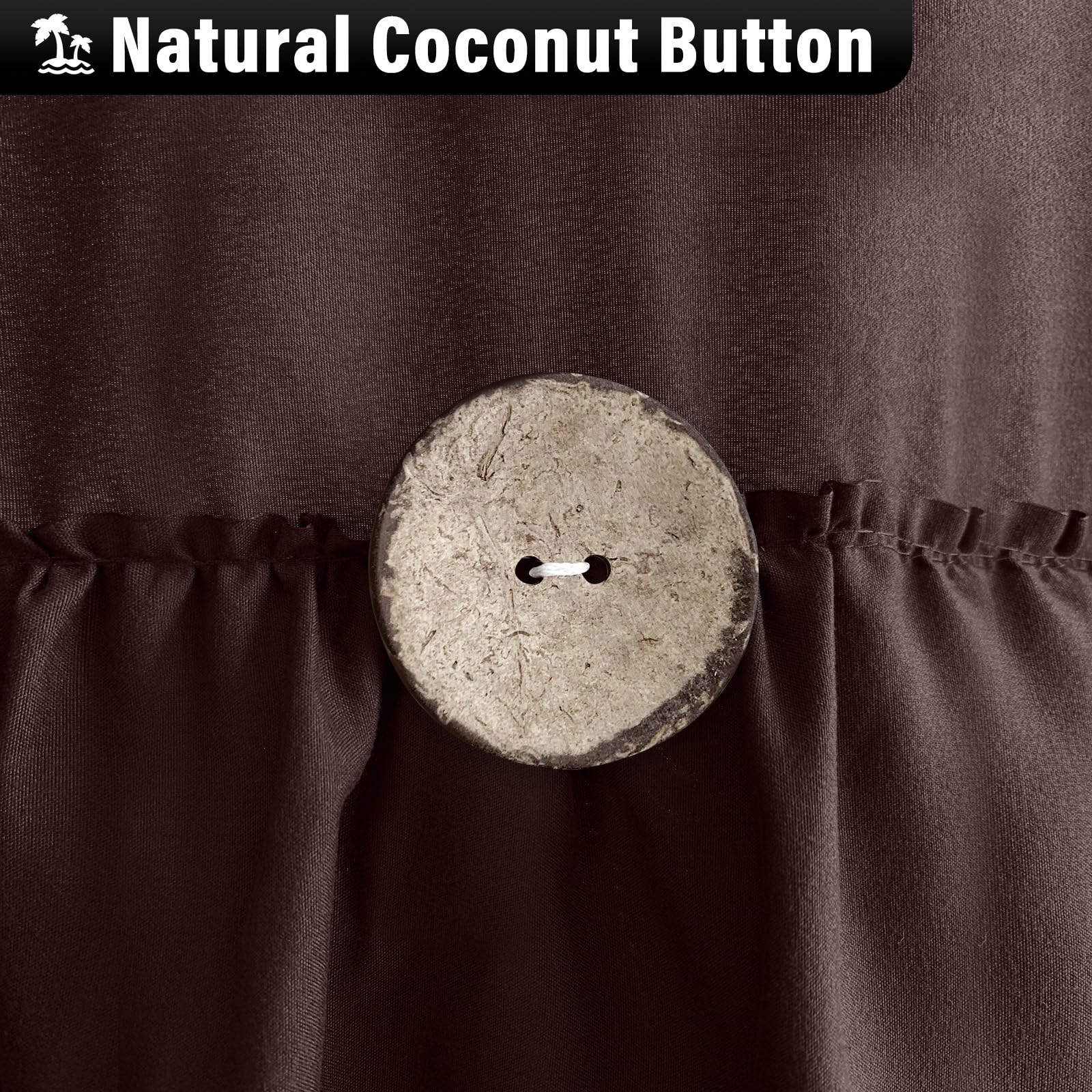 Seasonwood Cortinas de Ducha Marrones para baño, Cortina de Ducha marrón Oscuro con Volantes, Cortina de Ducha de Tela Estilo Granja (marrón)