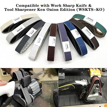 45pcs 3/4 x 12 Replacement Sanding Belt Kit for Work Sharp Knife & Tool Sharpener Kenonion Edition WSKTS-KO 80/120/240/400/600/800/1000/2500/5000 Grit