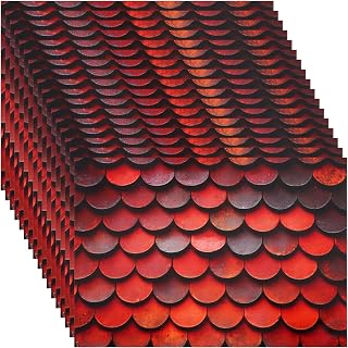 35 Pcs Miniature Dollhouse Wallpaper Self-Adhesive Mini DIY Floorboards Wall Paper Real Life DIY Decoration for Dollhouse (Brick Red)