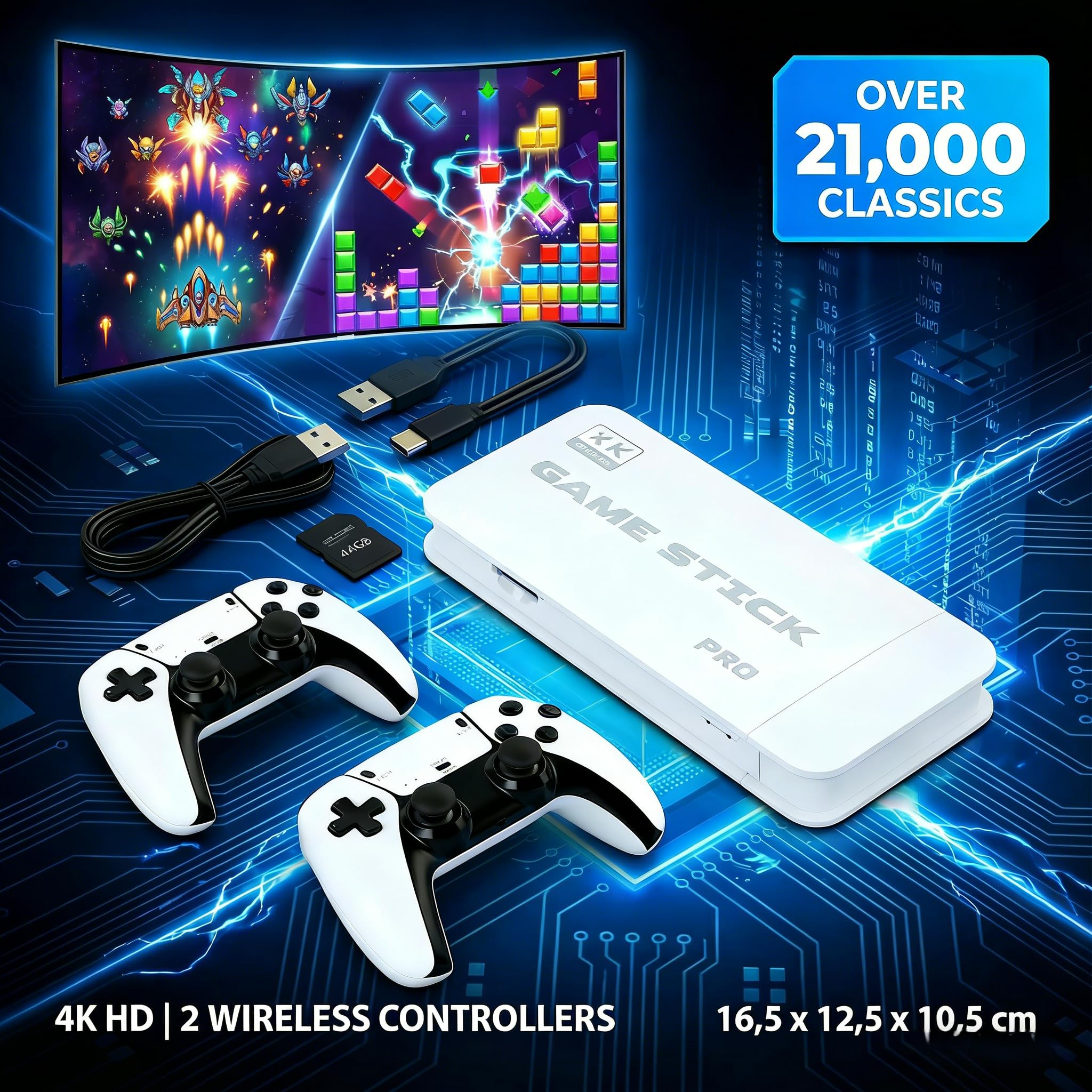 M15 Console Retro Game Portatile Con Oltre 20,000 Giochi Classici,Joystick Per Console Con Plug Per Emulatori Da 64 GB, Uscita Hdmi, Doppio Controller Wireless Aggiornato