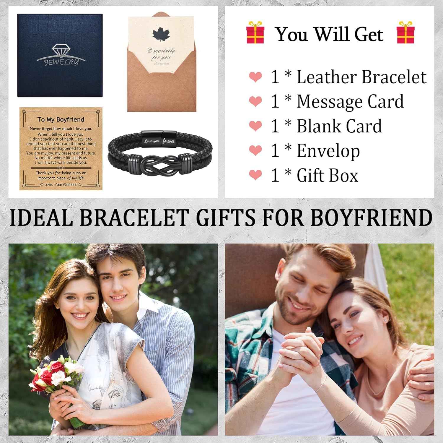 EPIRORA Gifts for Men Boys- Black Braided Leather Infinity Knot Bracelets for Son Grandson Nephew Brother Dad Husband, Jewelry Gifts for Christmas Birthday Graduation Anniversary Valentine's Day - Image 3