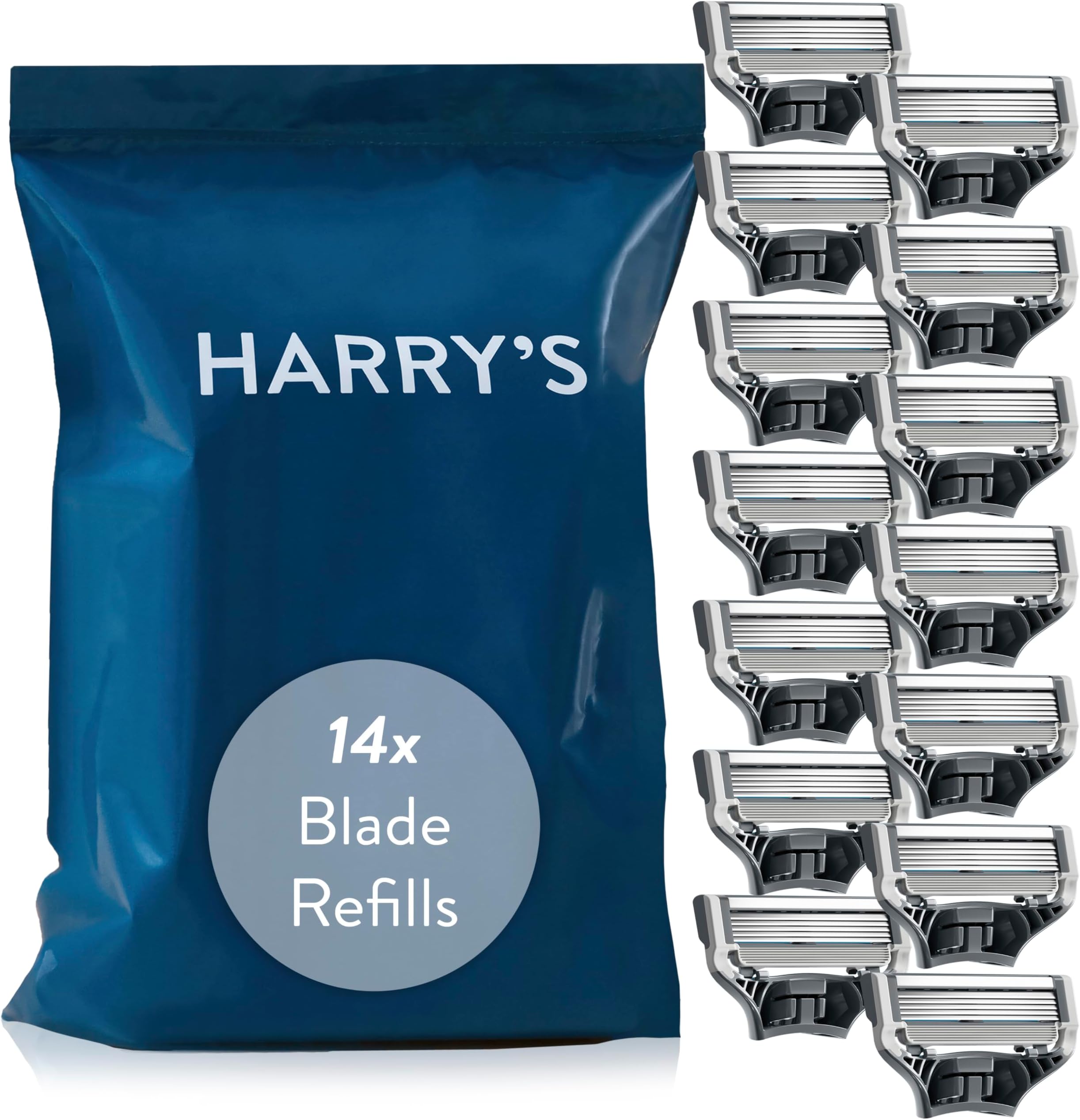 Harry's Razor Blades Men, Razor Blade Refills with Precision Trimmer, 5 Anti-Friction Blades, Suitable for Mailbox, Pack of 14
