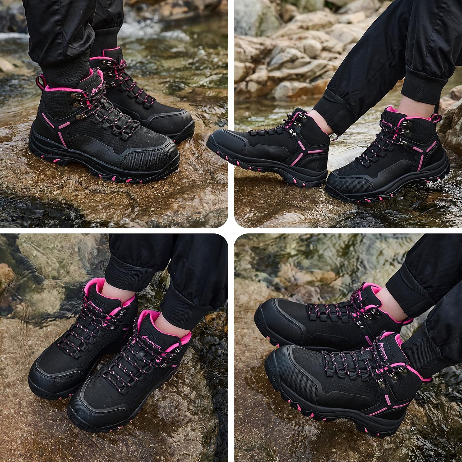 Women's Waterproof Hiking Boots Non-Slip Traction Ankle Support Breathable All-Day Comfort for Outdoor Trekking Camping Trail Walking