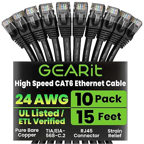 Miniatura 65 de GearIT Cable Ethernet Cat 6 de 5 pies (paquete de 20) - Cable de conexión Cat6, cable de conexión Cat 6, cable Cat6, cable Cat 6, cable Ethernet
