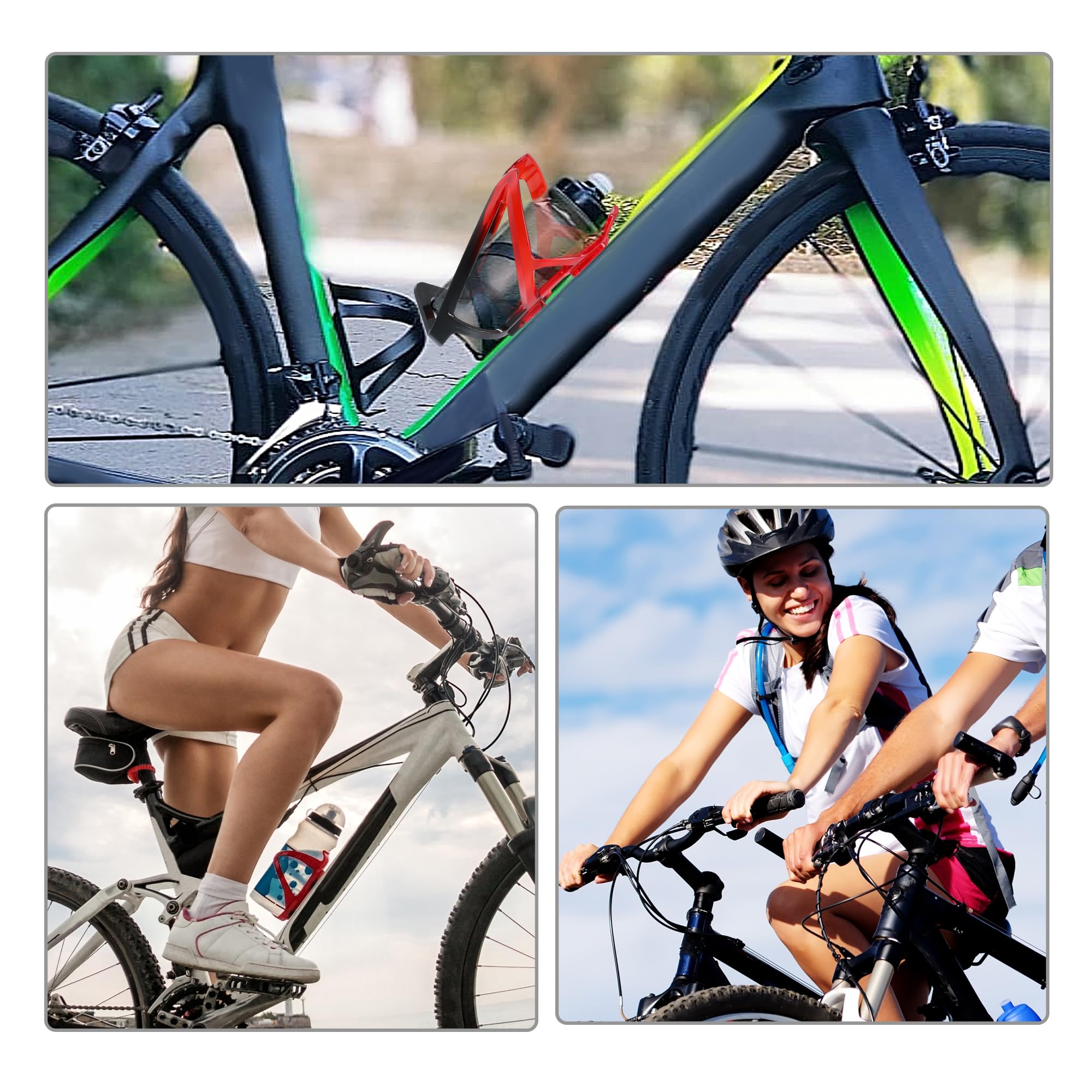 X AUTOHAUX 1 Set Bike Water Bottle Cage Holder w/Screws and Wrench Black Red - Image 3