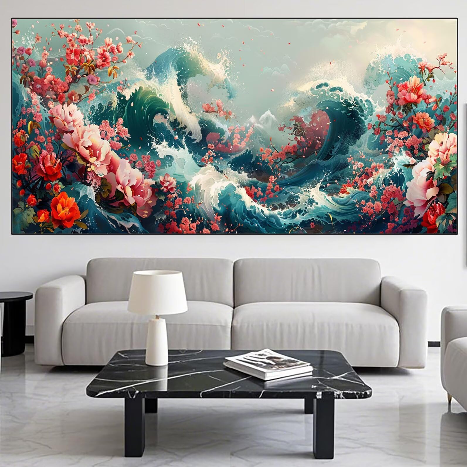 Ocean Diamond Art Flower Diamond Painting Arts and Crafts dla dorosłych, zestawy do malowania diamentami 5D, dorosłych, Crysta, haft krzyżykowy, zestaw do haftowania dla początkujących, dekoracja