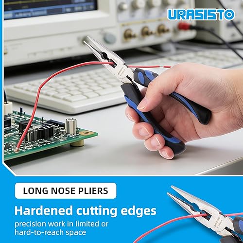 Miniatura 3 de Kit de herramientas de mantenimiento del hogar de 6 piezas para hombres, incluye junta de ranura, nariz larga, corte diagonal, alicates de bloqueo,