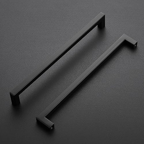Miniatura 9 de Ravinte Paquete de 25 tiradores cuadrados de gabinete de 7-12 pulgadas, manijas negras para gabinetes de cocina, accesorios de cocina negro mate
