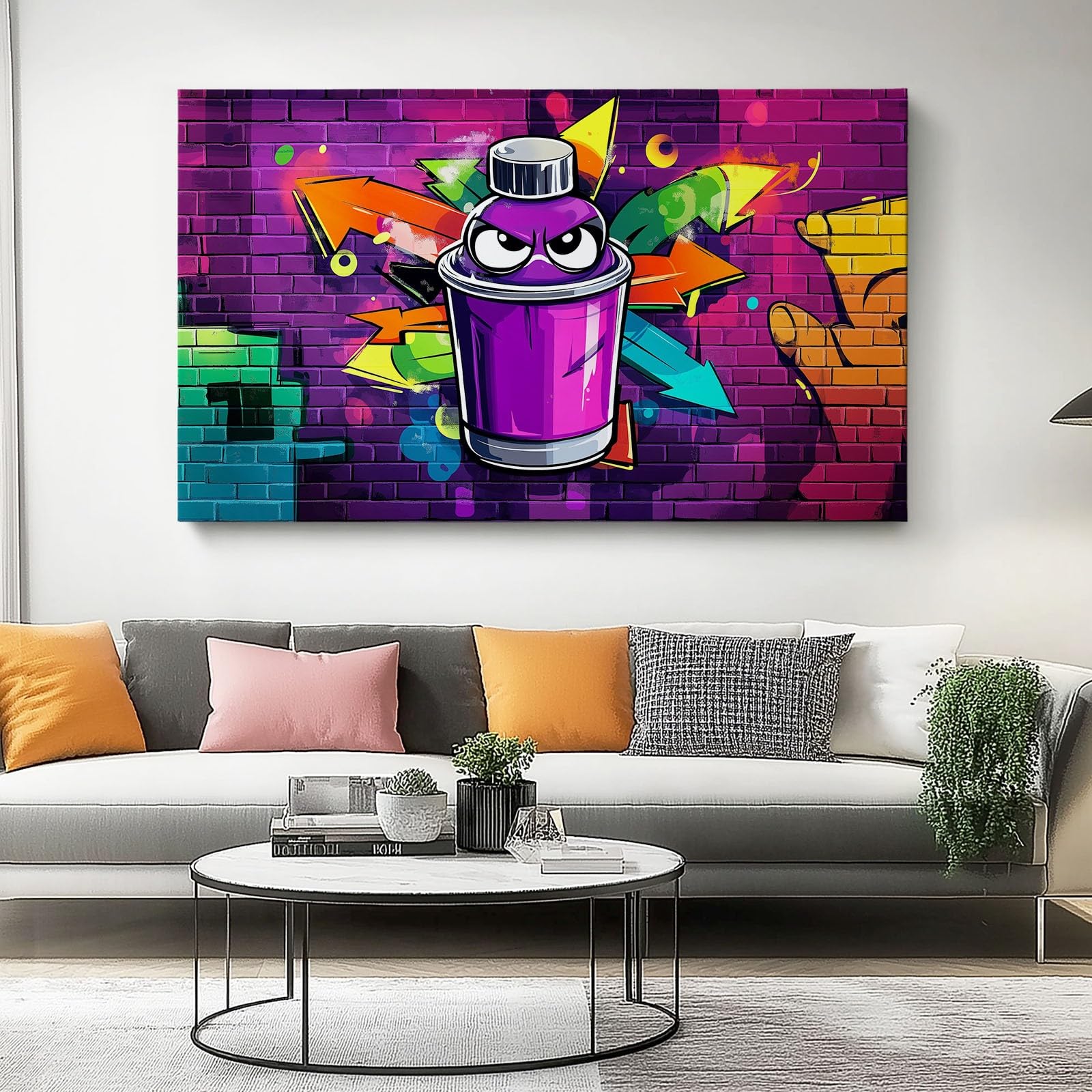 Fumetto Graffiti Stampe Su Tela Viola Quadro Moderno Soggiorno Decorazioni Camera Da Letto Bagno Cucina Ufficio Sala Da Pranzo Bar 100 x 70 cm Senza Cornice