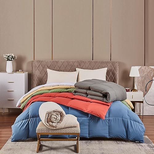 Miniatura 7 de Beautyrest Edredón de plumas ultrasuave para todas las estaciones, tamaño King, funda de microfibra de colores, relleno de edredón con pestañas en