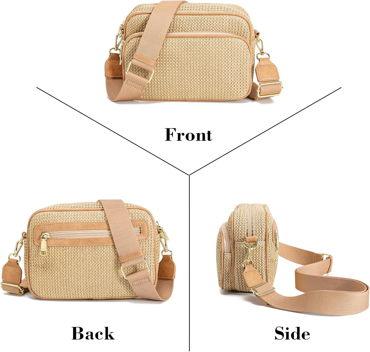 Faux Straw Crossbody Bags for Women Small Summer Purse RFID Woven Raffia Bag Travel Hawaiian Beach Cruise Essentials - Image 7