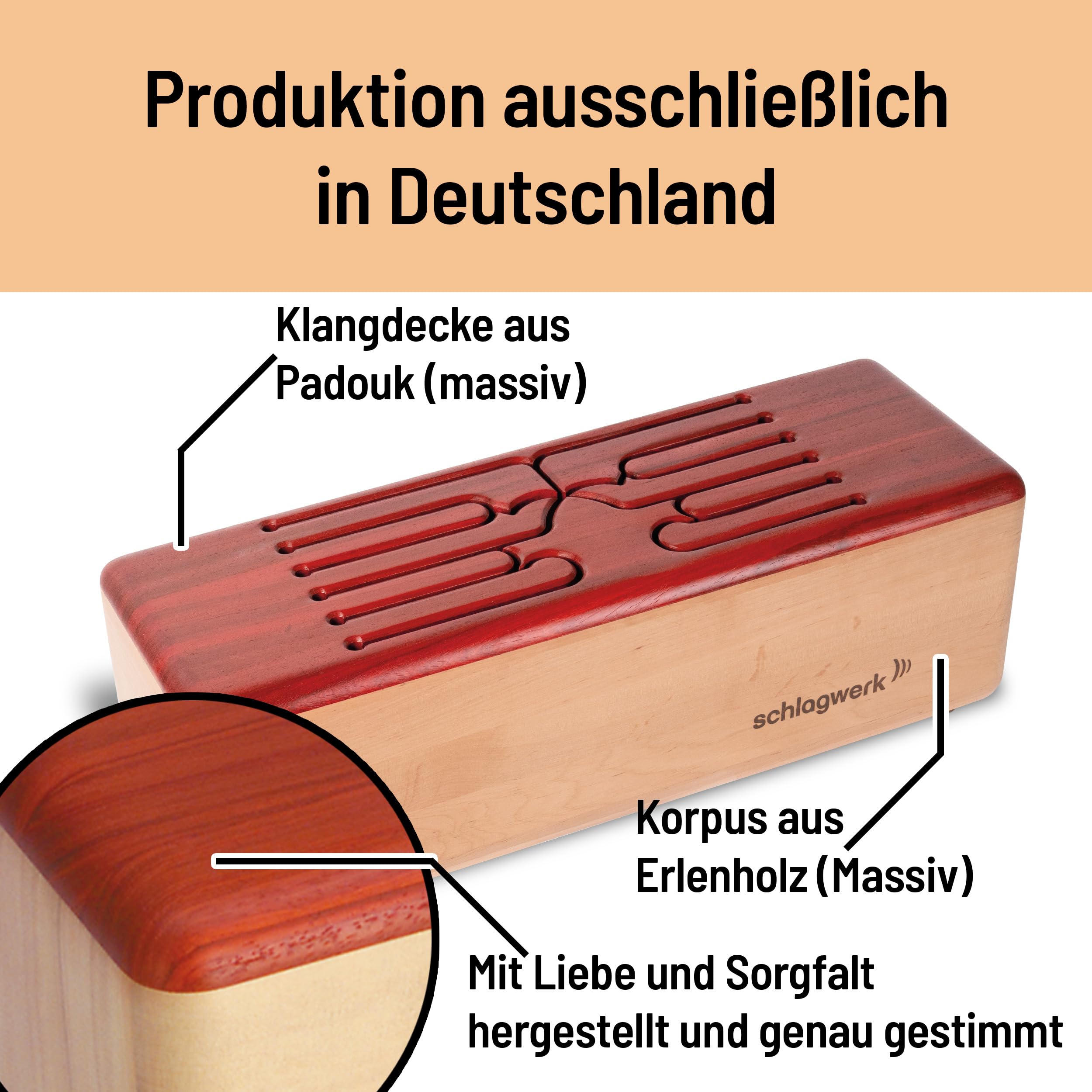 Schlagwerk Schlitztrommel 60102 10-Ton Pentatonik in F-Dur 2 Oktaven - Handarbeit aus Deutschland, Erlen-Holz - Für Entspannung, Therapie und musikalische Früherziehung