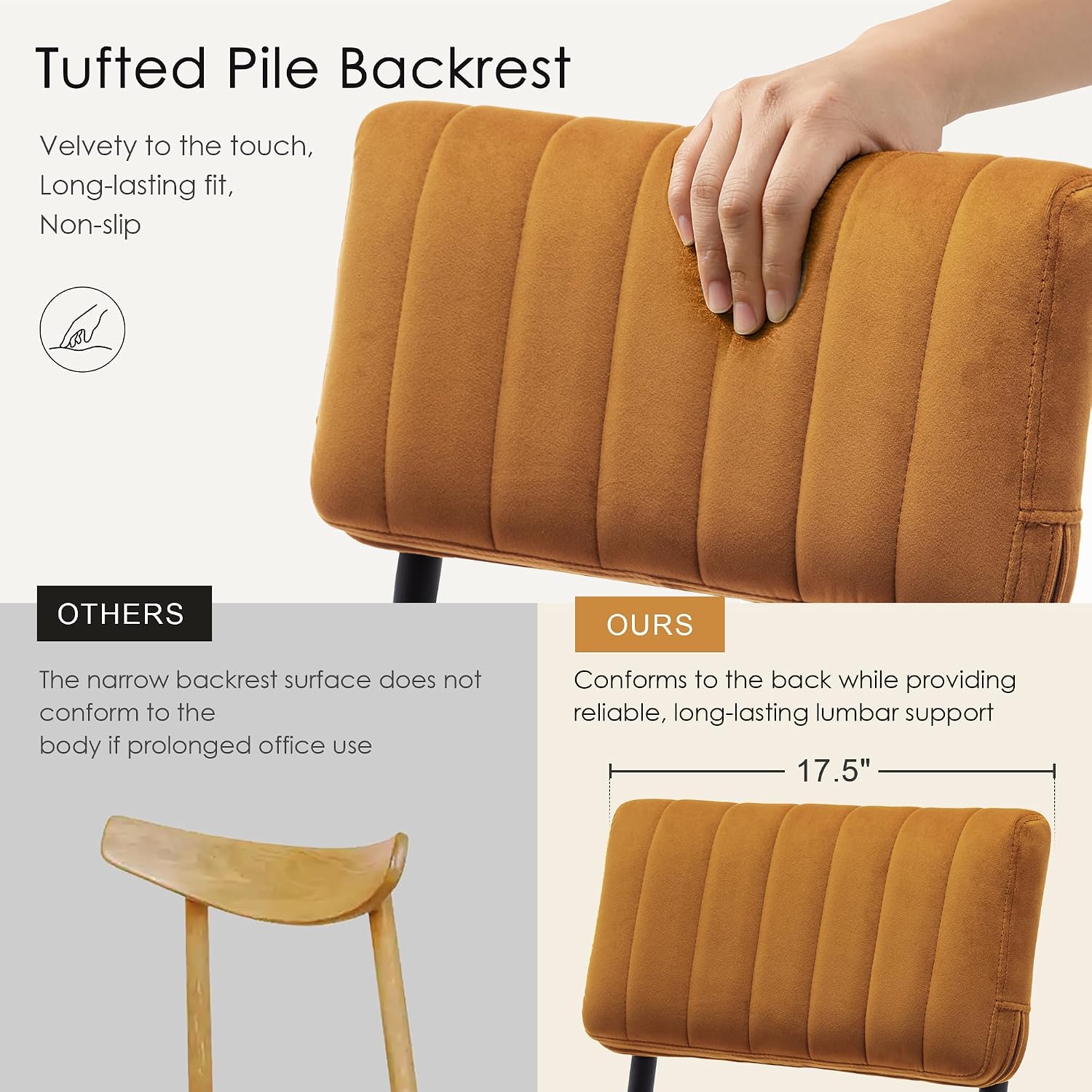 Flouki 24 Inch Bar Stools Set of 2, Cantilever Counter Height Barstools, Upholstered Mid-Century Modern Counter Chairs with Metal Base for Kitchen Island, Orange Velvet