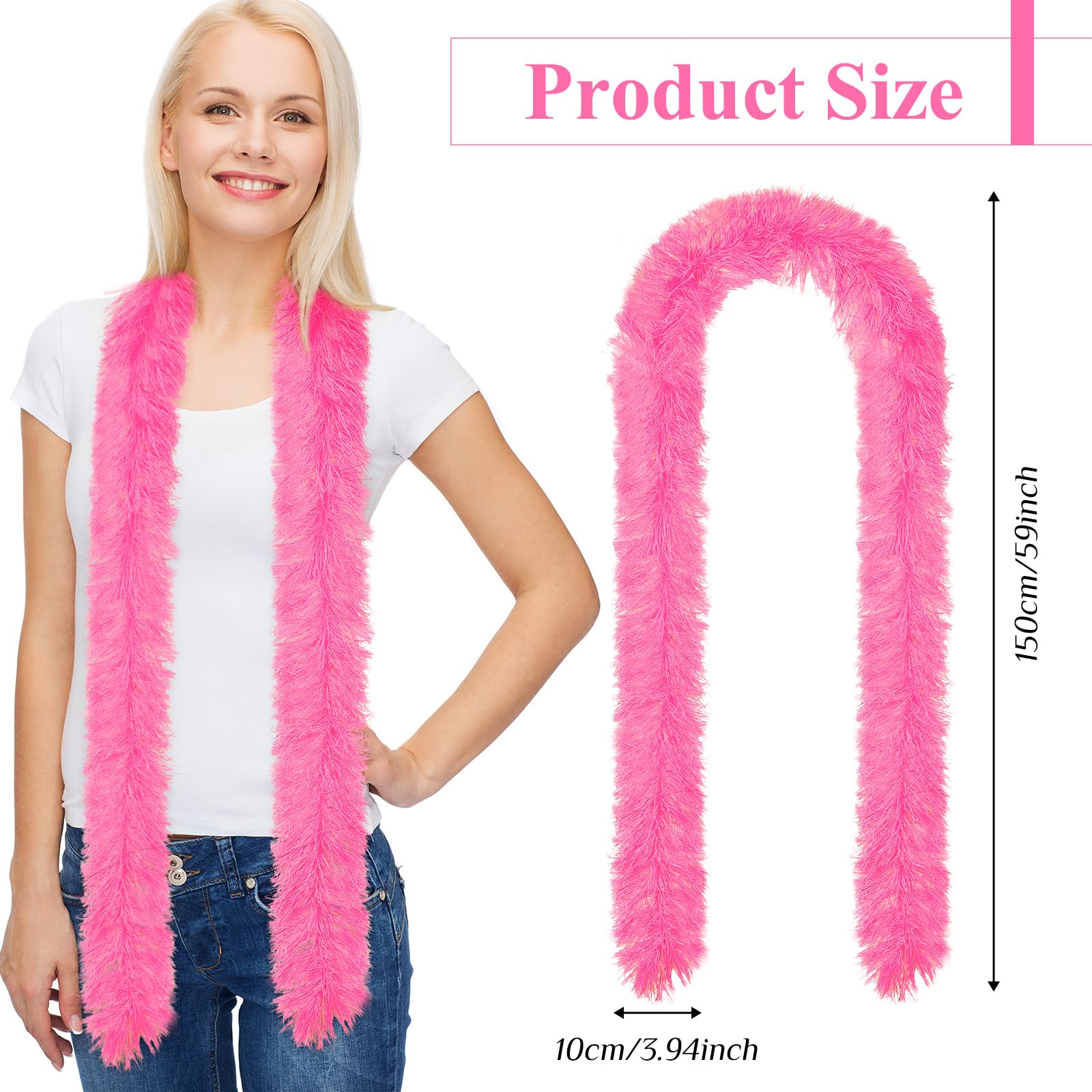 Cindeer 8 Piezas Set de Boas de Plumas Boas Esponjosas Artificiales Decoración para Mujer Niña Disfraz Vestido Fiesta de Té Carnaval Baile Boda