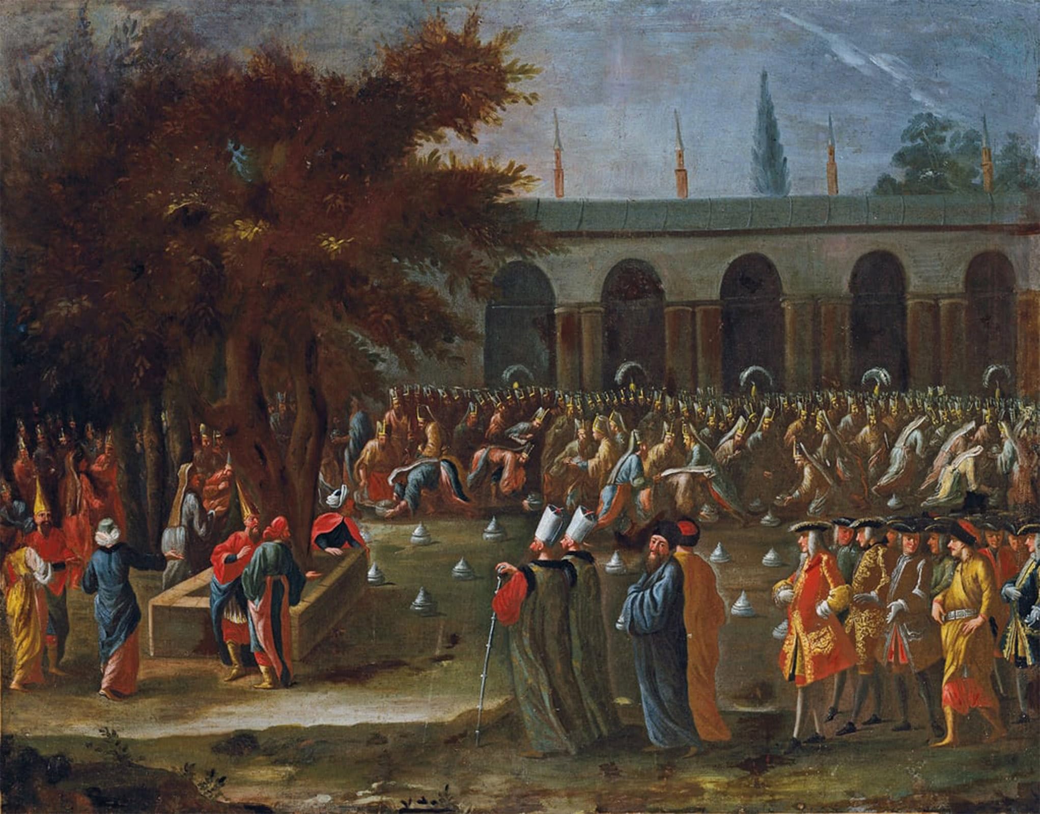 SERENDIPITP Abstract Painting Mural Print Picture Wall Decor Painting the Dutch Ambassador with His Retinue Being Received by Jean Baptiste Vanmour Vintage Wall Artwork for Home Decor 60x90cm