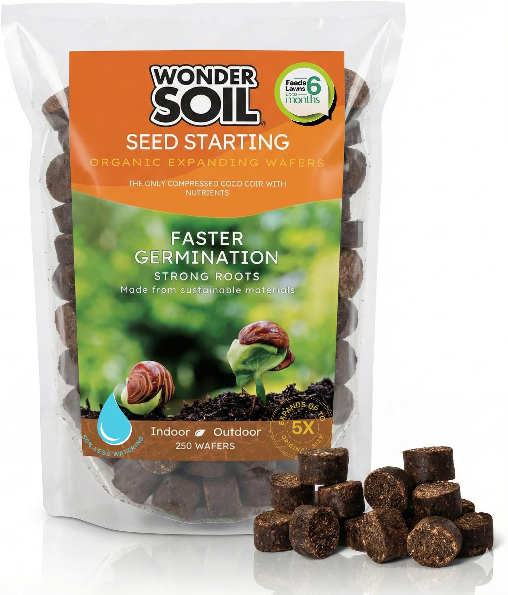 WONDER SOIL | 250 Organic Seed Starter Pellets | Ready to Plant Seed Starting Soil Loaded with Pre-Mixed Nutrients | Fast Germination | Indoor or Outdoor | 250 Count