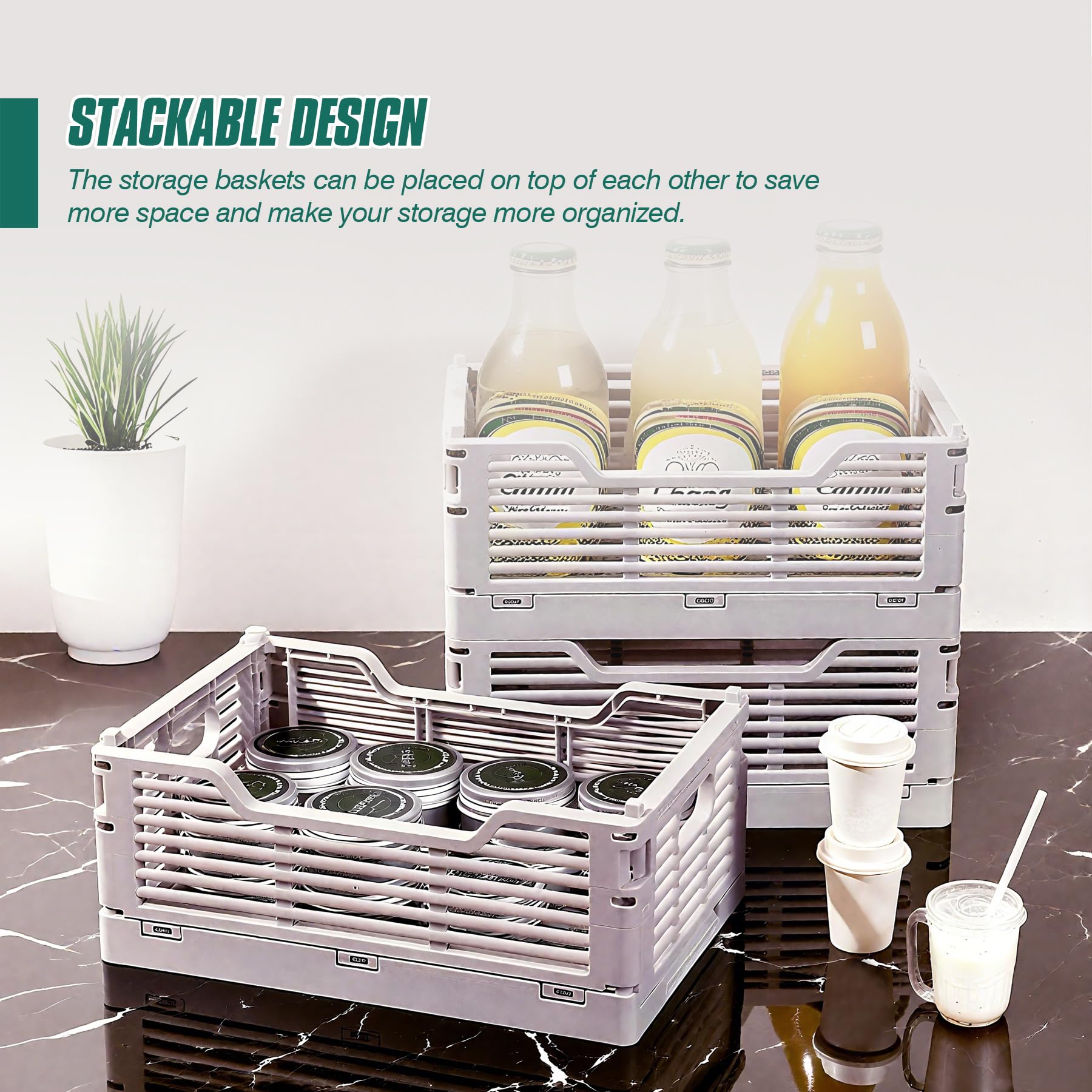 Spesh Cajas de almacenamiento plegables apilables 30 x 20 x 12 cm azul