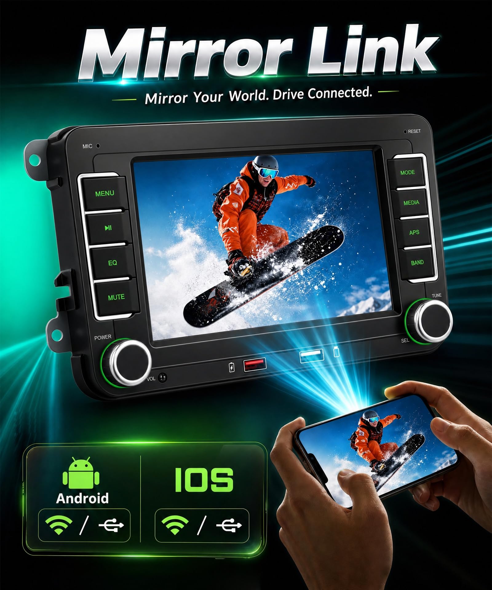 2G+64G sans Fil Carplay Android 13 Autoradio 2 Din pour VW Golf 5 6 Passat Polo Tiguan Touran Caddy Skoda Seat 9 Pouces Autoradio avec Android Auto GPS Navi WiFi Bluetooth FM/RDS/SWC Caméra de Recul