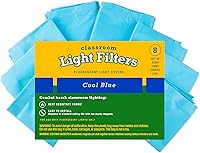 GSM Brands Set of 8 Tranquil Blue Fluorescent Light Filters Covers for Classrooms Offices - Flame-Retardant, Easy Magnet Install