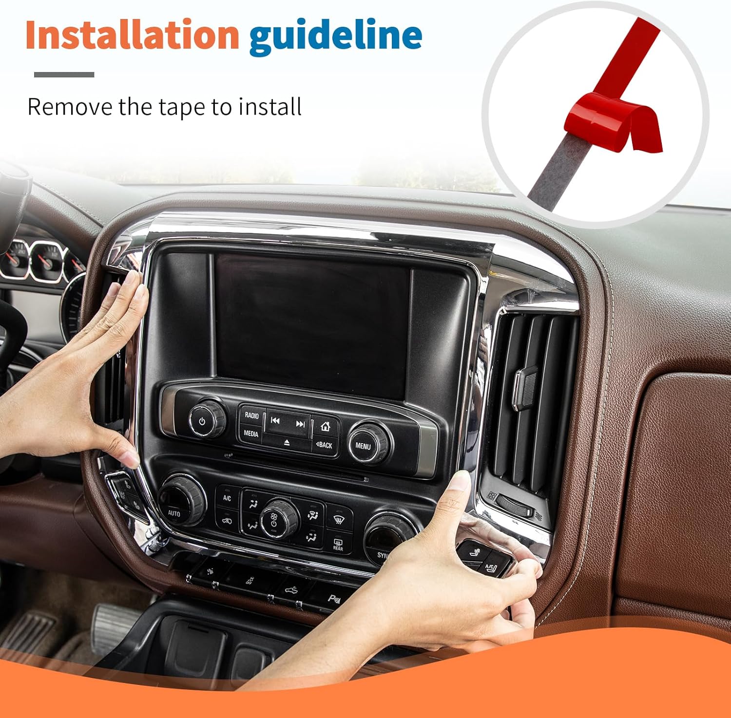 JeCar 6pcs Chrome Dash Bezel Cover Trim for 2014-2017 Chevy Silverado GMC Sierra Silver Interior Accessories