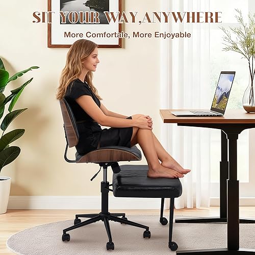 Miniatura 8 de Silla de oficina ergonómica con patas cruzadas con ruedas, altura ajustable y giratoria de 360 para meditación, escritorio y yoga, diseño cruzado