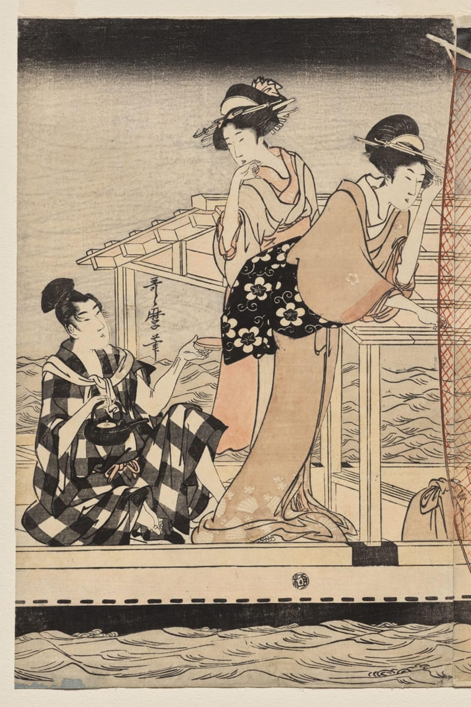 POSTERIIk Famous Print Pop Art Wall Art Graffiti Net Fishing At Night on the Sumida River by Kitagawa Utamaro Art Prints for Home Decor 60x90cm