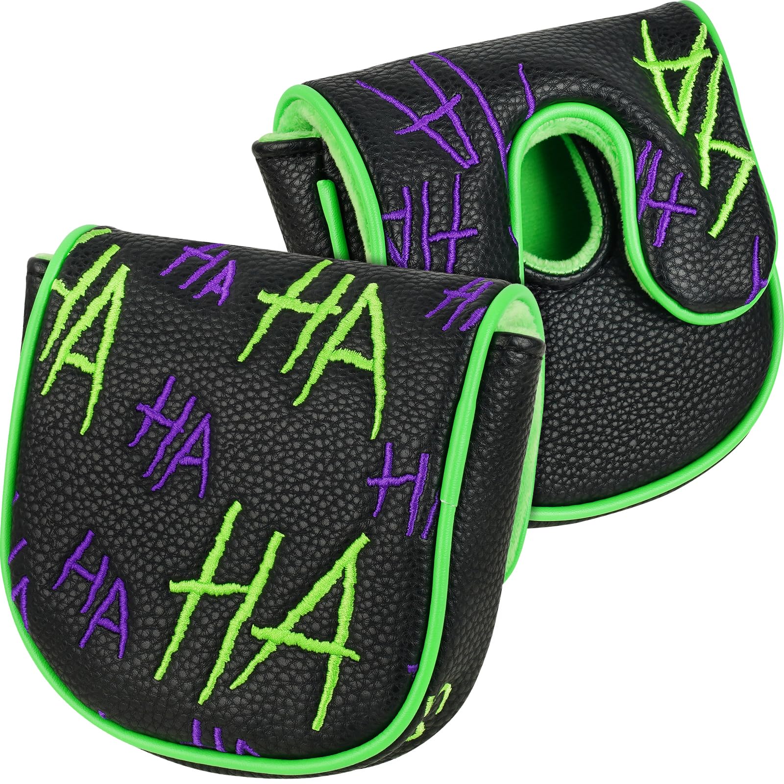 LZFAN Golf Club Head Covers Driver Fairway Hybrid Mallet Blade Putter Protector Embroidered Leather DF3 Mallet Putter Cover HAHA (DF3 Mallet Putter)